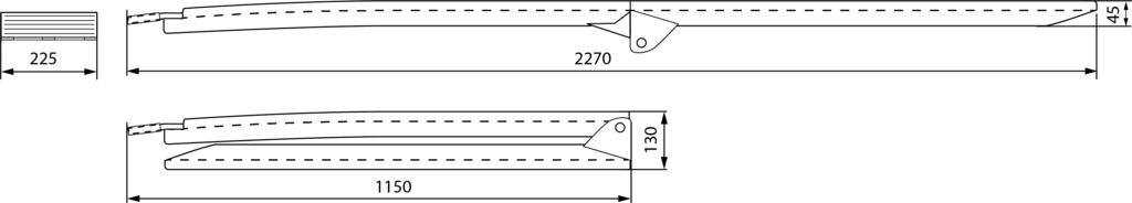 Folding ramp 227x22,5 cm